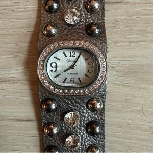 Geneva Silver Studded‎ Watch